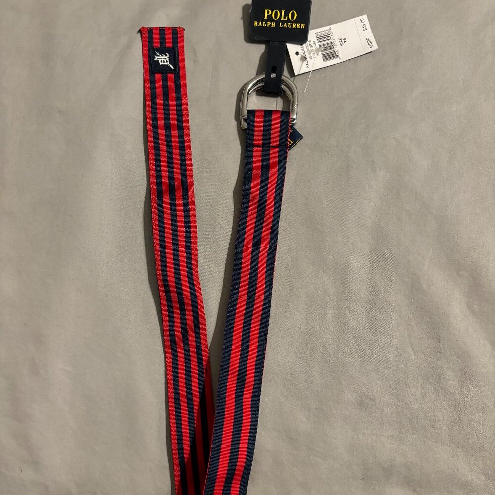 Polo Ralph Lauren Red/Navy Blue Striped Belt Boys Size XS